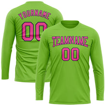 Load image into Gallery viewer, Custom Neon Green Pink-Navy Long Sleeve Performance T-Shirt