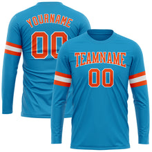 Load image into Gallery viewer, Custom Panther Blue Orange-White Long Sleeve Performance T-Shirt