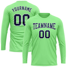 Load image into Gallery viewer, Custom Pea Green Navy-White Long Sleeve Performance T-Shirt