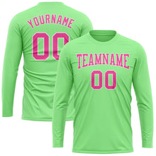 Load image into Gallery viewer, Custom Pea Green Pink-White Long Sleeve Performance T-Shirt