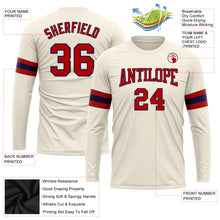 Load image into Gallery viewer, Custom Cream Red-Navy Long Sleeve Performance T-Shirt