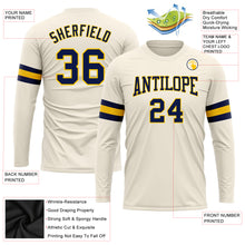 Load image into Gallery viewer, Custom Cream Navy-Gold Long Sleeve Performance T-Shirt