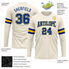 Load image into Gallery viewer, Custom Cream Royal-Gold Long Sleeve Performance T-Shirt