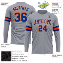 Load image into Gallery viewer, Custom Gray Royal-Orange Long Sleeve Performance T-Shirt