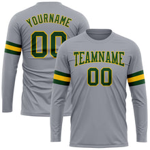 Load image into Gallery viewer, Custom Gray Green-Gold Long Sleeve Performance T-Shirt