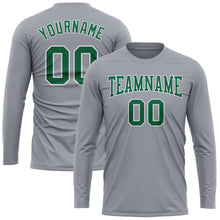 Load image into Gallery viewer, Custom Gray Kelly Green-White Long Sleeve Performance T-Shirt