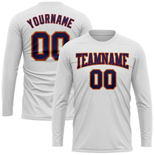 Load image into Gallery viewer, Custom White Navy Red-Old Gold Long Sleeve Performance T-Shirt