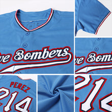 Load image into Gallery viewer, Custom Light Blue White-Red Authentic Baseball Jersey