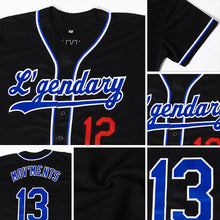 Load image into Gallery viewer, Custom Black Royal-Red Authentic Baseball Jersey