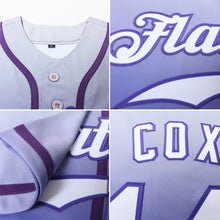 Load image into Gallery viewer, Custom Gray White-Purple Authentic Fade Fashion Baseball Jersey