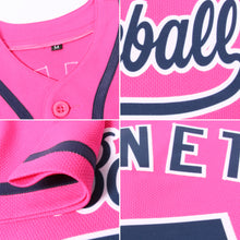 Load image into Gallery viewer, Custom Pink Navy-White Authentic Baseball Jersey