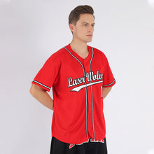 Load image into Gallery viewer, Custom Red White-Black Baseball Jersey