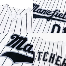 Load image into Gallery viewer, Custom White Black Pinstripe Black-Gray Authentic Baseball Jersey