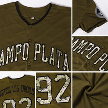 Load image into Gallery viewer, Custom Olive Camo-Black Authentic Salute To Service Baseball Jersey