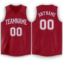 Load image into Gallery viewer, Custom Maroon White V-Neck Basketball Jersey