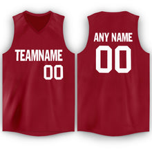 Load image into Gallery viewer, Custom Maroon White V-Neck Basketball Jersey