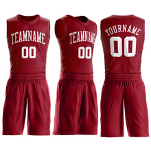 Load image into Gallery viewer, Custom Maroon White Round Neck Suit Basketball Jersey