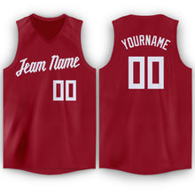 Load image into Gallery viewer, Custom Maroon White V-Neck Basketball Jersey