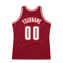 Load image into Gallery viewer, Custom Maroon White-Orange Authentic Throwback Basketball Jersey