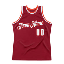Load image into Gallery viewer, Custom Maroon White-Orange Authentic Throwback Basketball Jersey