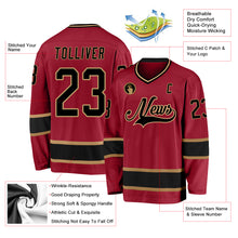 Load image into Gallery viewer, Custom Maroon Black-Old Gold Hockey Jersey