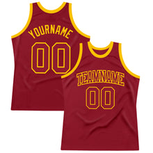 Load image into Gallery viewer, Custom Maroon Maroon-Gold Authentic Throwback Basketball Jersey