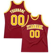 Load image into Gallery viewer, Custom Maroon Gold-White Authentic Throwback Basketball Jersey