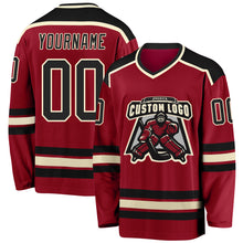Load image into Gallery viewer, Custom Maroon Black-Cream Hockey Jersey