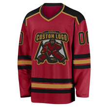 Load image into Gallery viewer, Custom Maroon Black-Old Gold Hockey Jersey