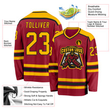 Load image into Gallery viewer, Custom Maroon Gold-Black Hockey Jersey