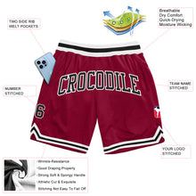 Load image into Gallery viewer, Custom Maroon Black-White Authentic Throwback Basketball Shorts