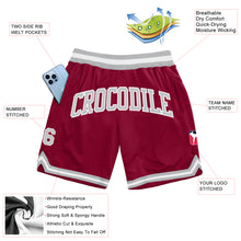 Load image into Gallery viewer, Custom Maroon Gray-White Authentic Throwback Basketball Shorts