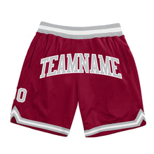 Load image into Gallery viewer, Custom Maroon Gray-White Authentic Throwback Basketball Shorts