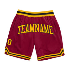 Load image into Gallery viewer, Custom Maroon Gold-Black Authentic Throwback Basketball Shorts