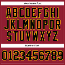 Load image into Gallery viewer, Custom Maroon White Pinstripe Black-Gold Authentic Basketball Jersey