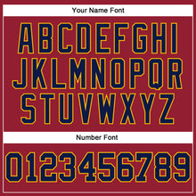 Load image into Gallery viewer, Custom Maroon White Pinstripe Navy-Gold Authentic Basketball Jersey