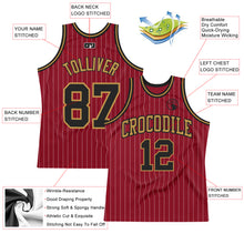 Load image into Gallery viewer, Custom Maroon White Pinstripe Black-Old Gold Authentic Basketball Jersey