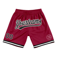Load image into Gallery viewer, Custom Maroon Black-White Authentic Throwback Basketball Shorts