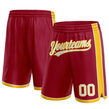 Load image into Gallery viewer, Custom Maroon White-Yellow Authentic Basketball Shorts