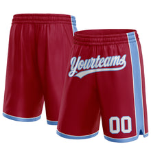 Load image into Gallery viewer, Custom Maroon White-Light Blue Authentic Basketball Shorts
