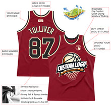 Load image into Gallery viewer, Custom Maroon Black-Cream Authentic Throwback Basketball Jersey
