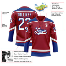 Load image into Gallery viewer, Custom Maroon White-Royal Hockey Lace Neck Jersey