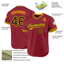 Load image into Gallery viewer, Custom Maroon Black-Gold Authentic Throwback Baseball Jersey