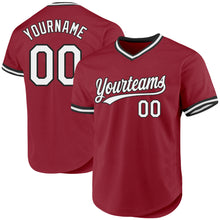 Load image into Gallery viewer, Custom Maroon White-Black Authentic Throwback Baseball Jersey