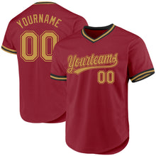 Load image into Gallery viewer, Custom Maroon Old Gold-Black Authentic Throwback Baseball Jersey