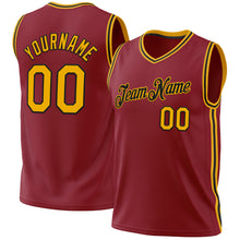 Load image into Gallery viewer, Custom Maroon Gold-Black Authentic Throwback Basketball Jersey