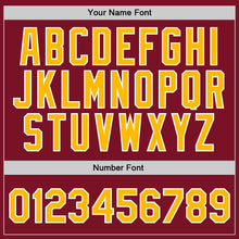 Load image into Gallery viewer, Custom Maroon Gold-White Authentic Throwback Basketball Jersey