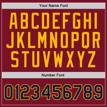 Load image into Gallery viewer, Custom Maroon Navy-Gold Authentic Throwback Basketball Jersey