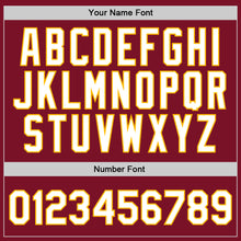 Load image into Gallery viewer, Custom Maroon White-Gold Authentic Throwback Basketball Jersey