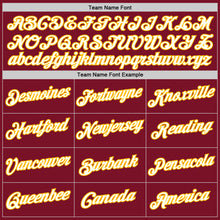 Load image into Gallery viewer, Custom Maroon White-Gold Authentic Throwback Basketball Jersey